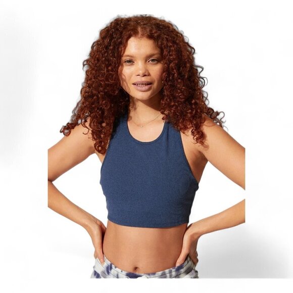 Threads 4 Thought Kensi Ribbed Tank Style Sports Bra in Blue, Size Large - Picture 2 of 10